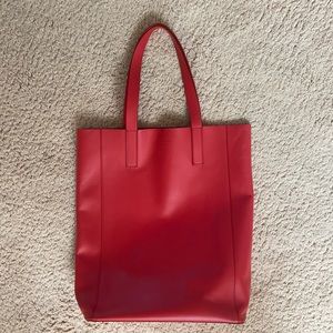 Red Leather Everlane Day Magazine Tote